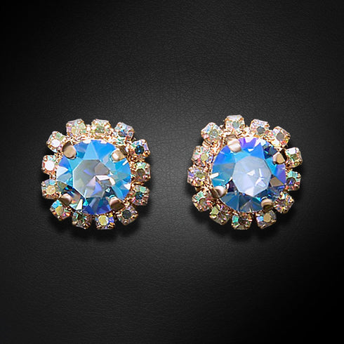 Auskarai "Puošnumas III (Šviesiai safyro blizgesys)" su Swarovski™ kristalais